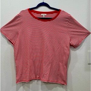 Ella Moss Women’s Flattering Ultra Fit Tee. Red/White Stripes. XXL